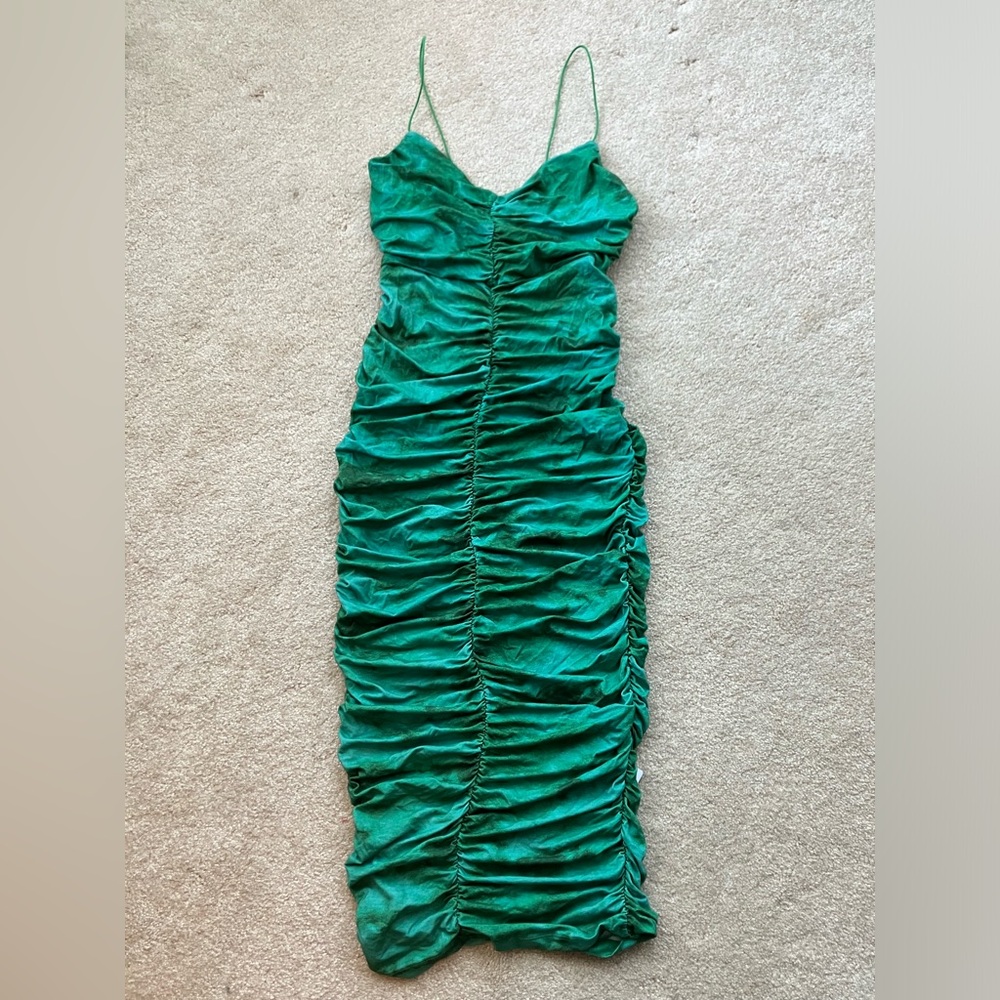 ASOS Green Ruched Midi Dress